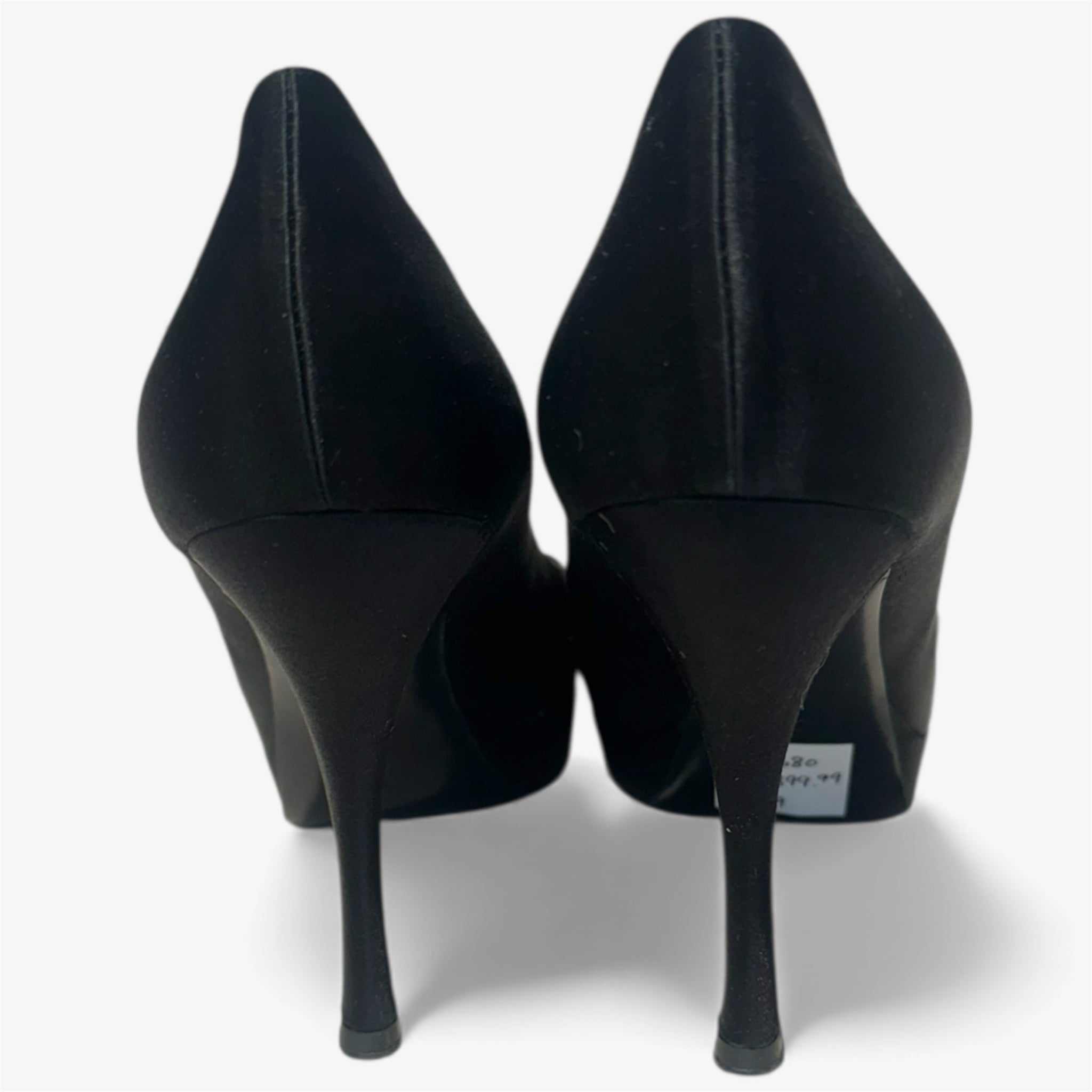 Louis Vuitton Black Satin Peep-Toe Pump - Black Flower