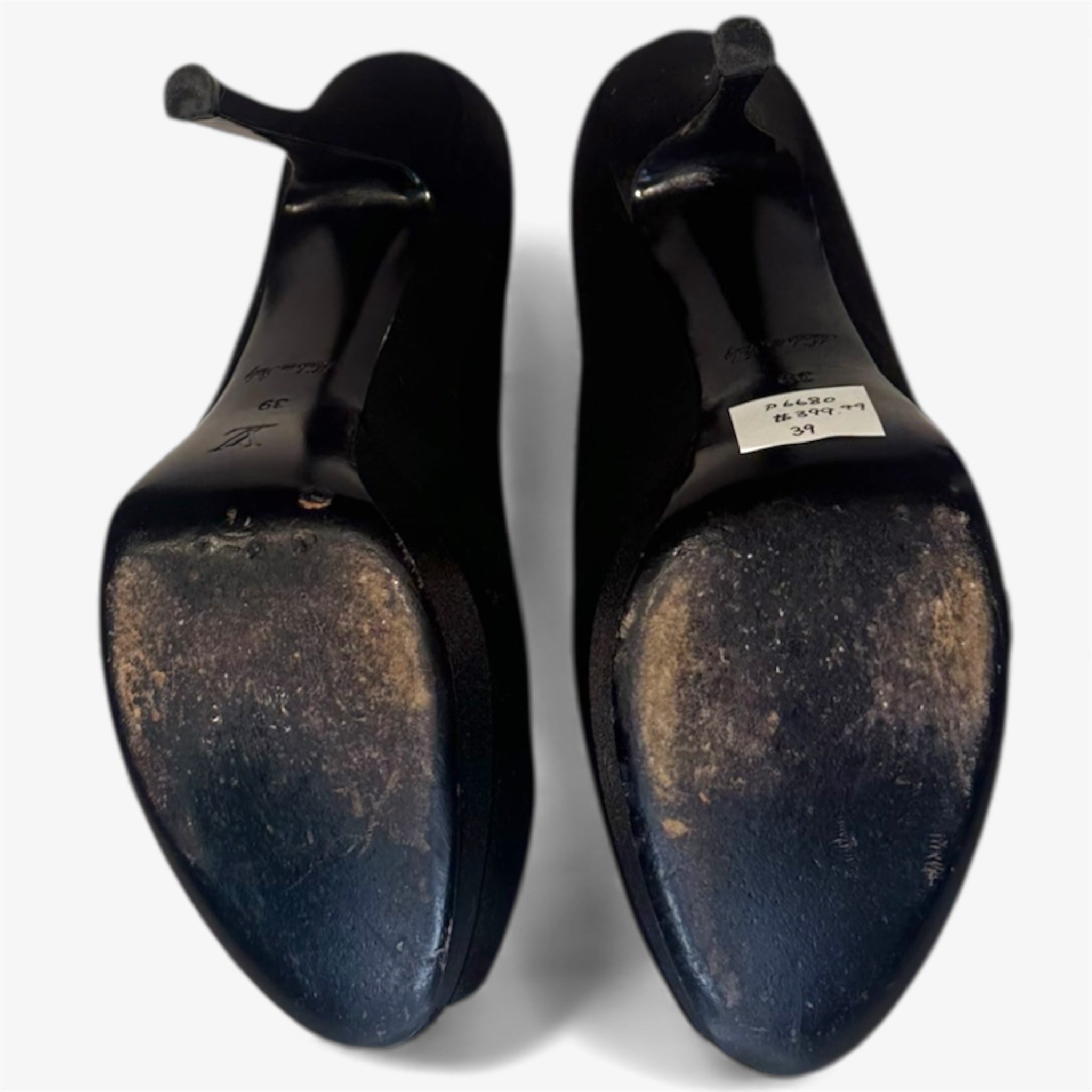 Louis Vuitton Black Satin Peep-Toe Pump - Black Flower