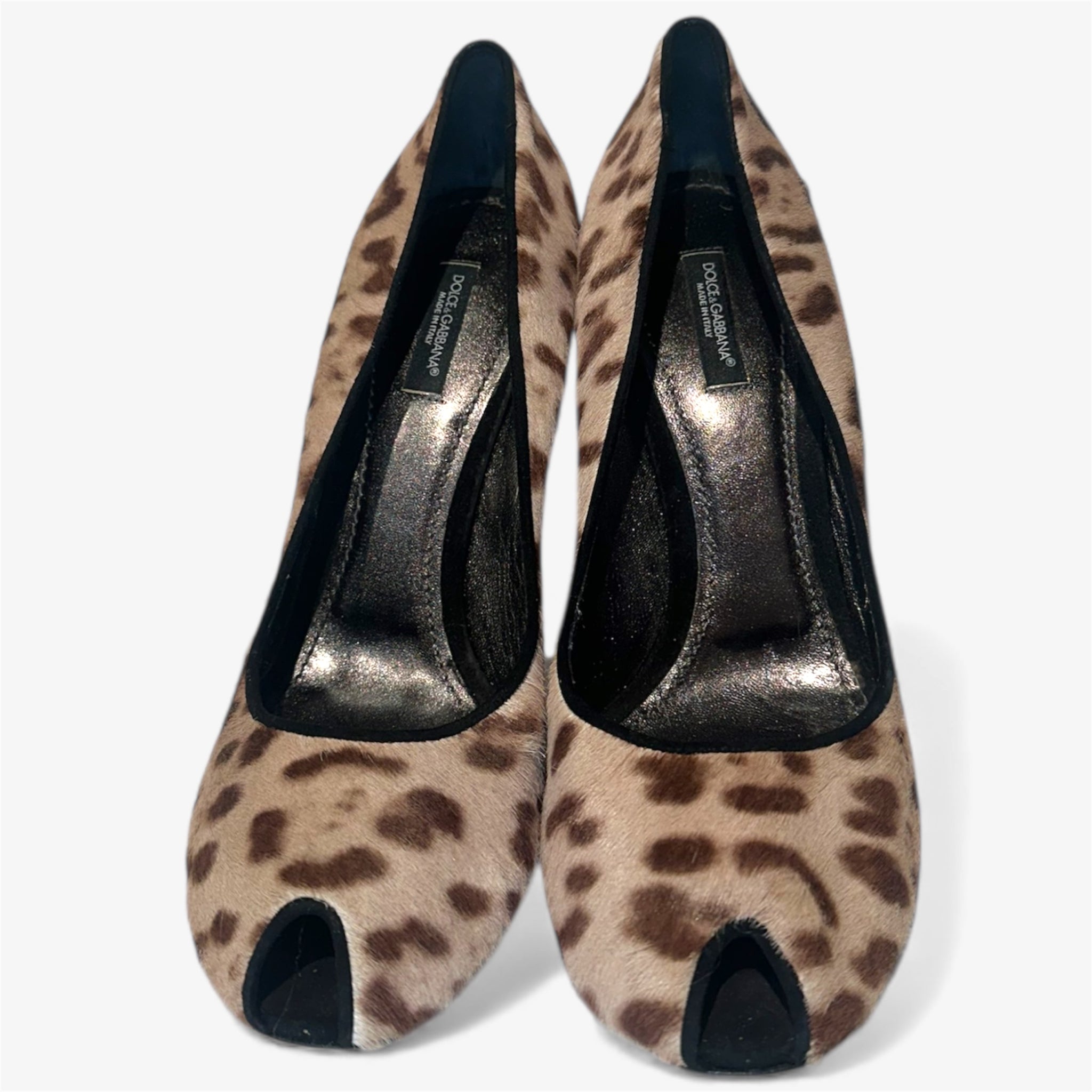 Dolce & Gabbana Leopard Print Peep-Toe Pumps - Pony Hair