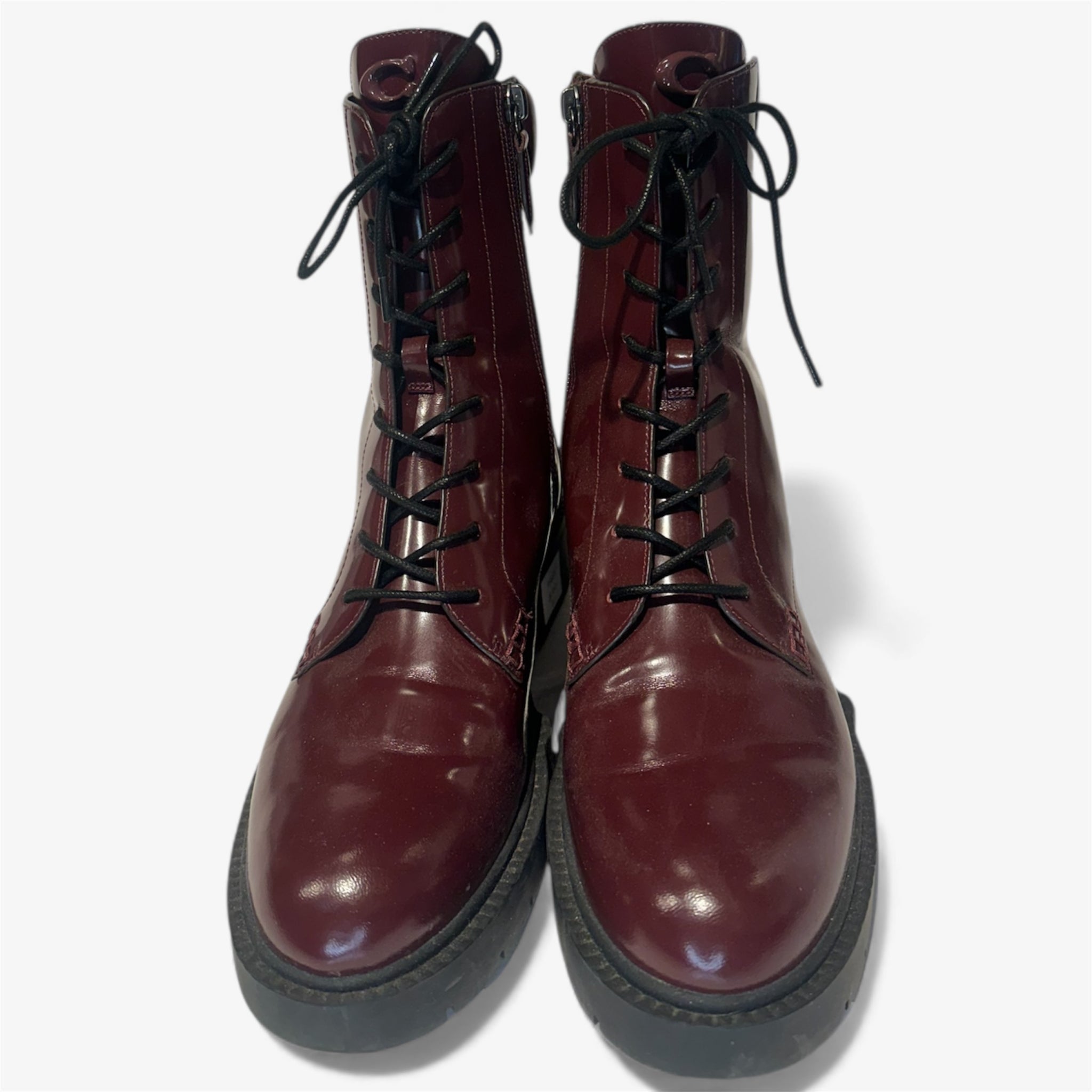 Coach Leighton Merlot Combat Boots