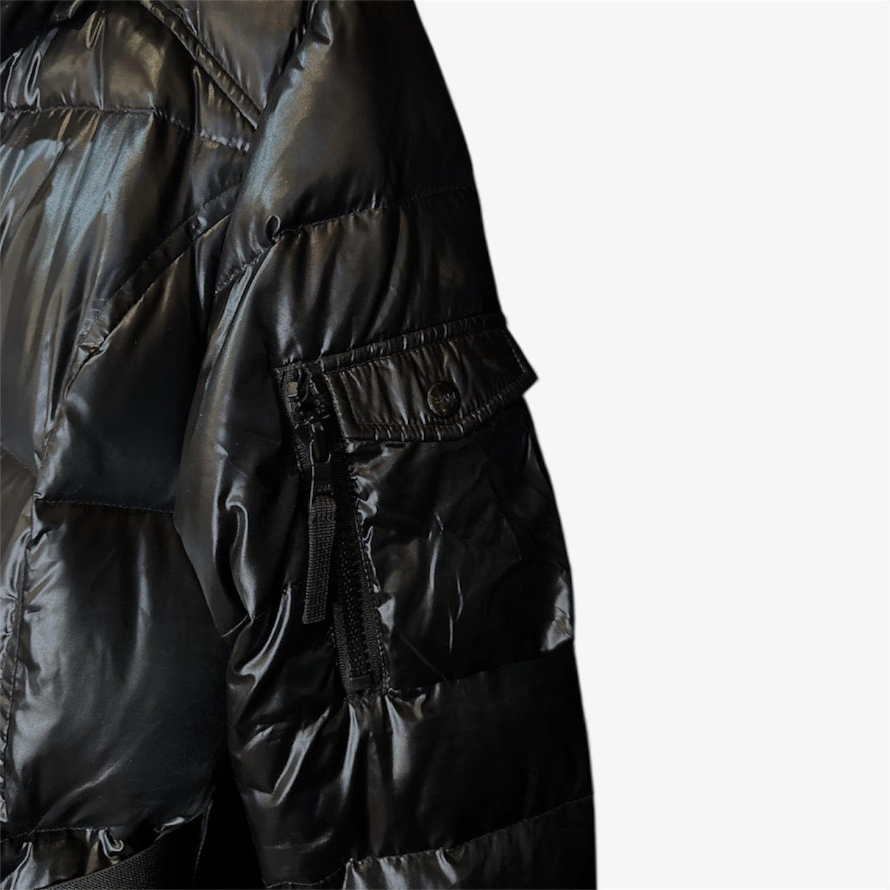 SAM Black Down Coat with Belt