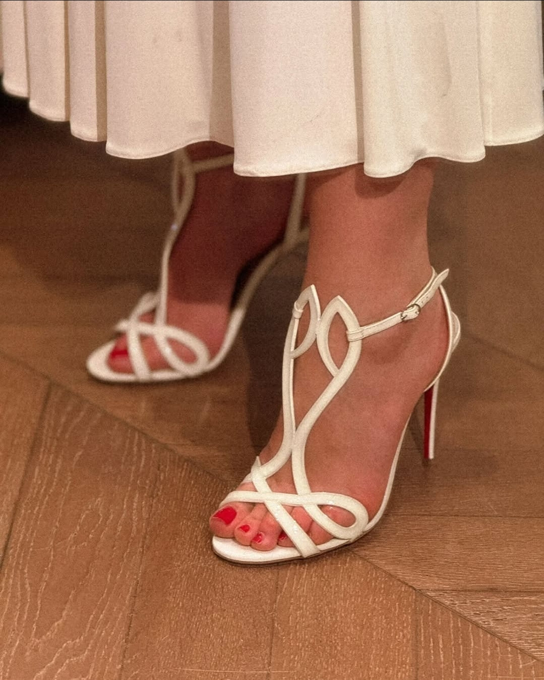 Christian Louboutin White Leather Heeled Sandal
